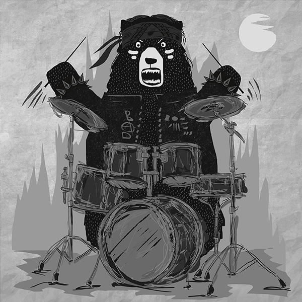 Туристическая футболка Медведь Барабанщик - топ 9 в коллекции кемпинг принтов