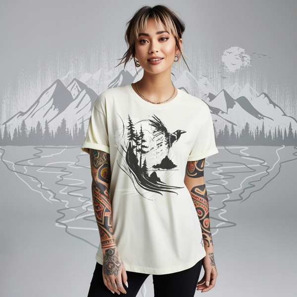 Футболка с принтом Цифровая природа - купить в Москве One Red Fox