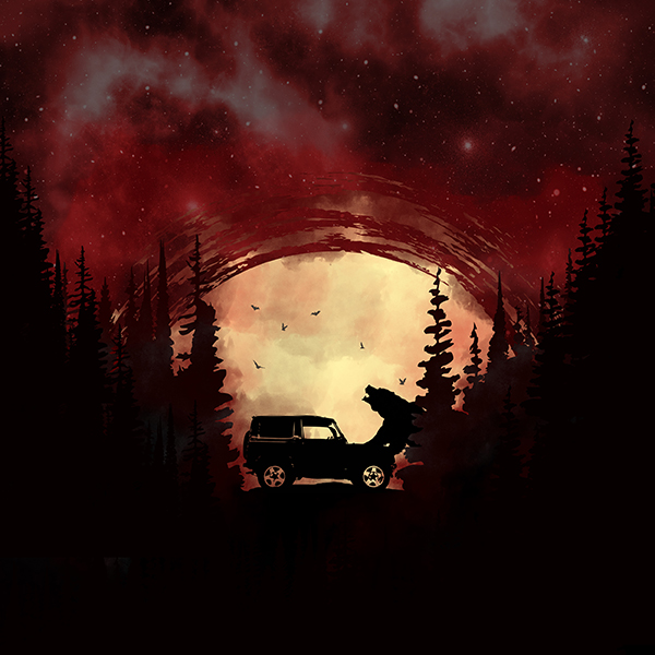 Наклейка Внедорожник и медведь